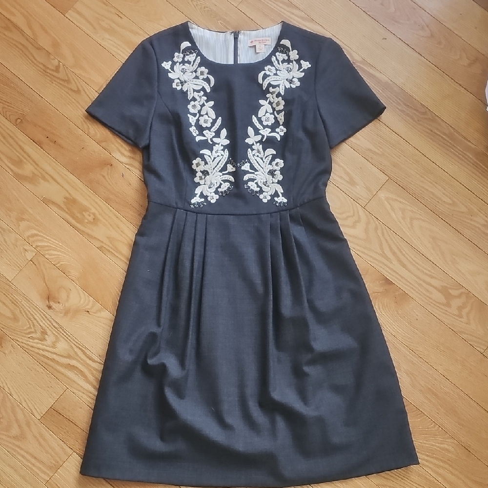 Brooks Brothers Dark Gray Dress with White Floral Design